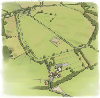 Aerial view of Silchester Roman City Walls from the North West, c2010.   Artist