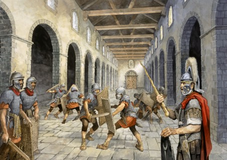 Roman infantry practising combat, c3rd century, (c1990-2010)