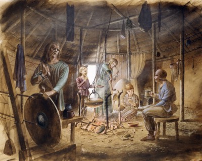 Inside an Iron Age house, c5th century BC, (c1990-2010)
