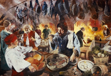 Tudor kitchen, July 1575, (c1990-2010)