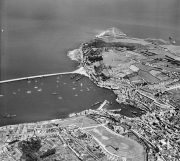 Brixham Harbour and town, Devon, 1947