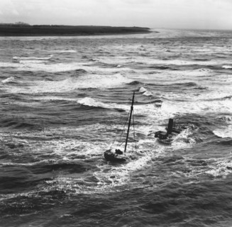 Wreck on the Duddon Sands, Walney Island, Barrow-in-Furness, Cumbria, 1948