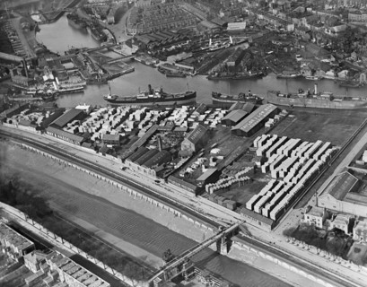 Timber yards at Baltic Wharf, Canada Wharf and Cumberland Wharf, Bristol, 1921