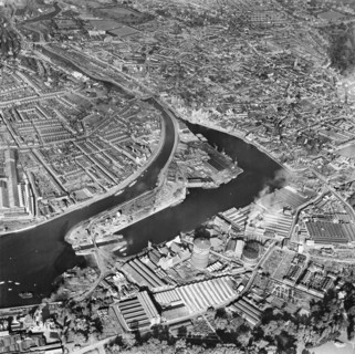 The Dock, New Cut and the town, Ipswich, Suffolk, 1950