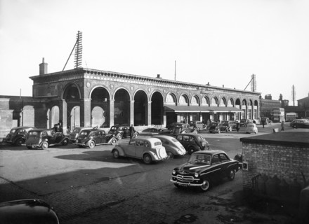 Italianate entrance front of Cambridge Station, Station Road, Cambridge, Cambridgeshire, 1950s. Creator: Unknown.