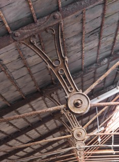 Cast iron roof struts, Ditherington Flax Mill, Ditherington, Shrewsbury, Shropshire, c2016