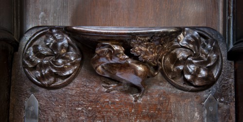Detail of the misericord, Wells Cathedral, Cathedral Green, Wells, Somerset, c2010