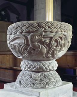 Norman font, Church of St Cassian, Chaddesley Corbett, Worcestershire, c2006