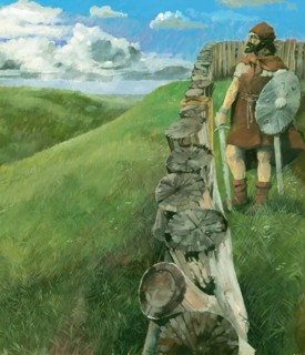 Iron Age man at Liddington Castle Hillfort, Swindon, Wiltshire, 1994