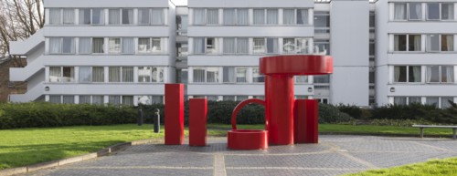 Sculpture outside the Rootes Building, University of Warwick, Coventry, Warwickshire, 2015