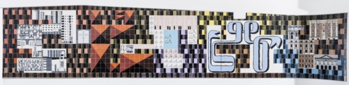Tiled mural by Gordon Cullen, Coventry, West Midlands, 2014