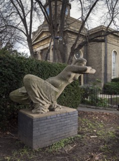 Reclining Woman', sculpture by Karel Vogel, Great West Road, Hammersmith, London, 2016