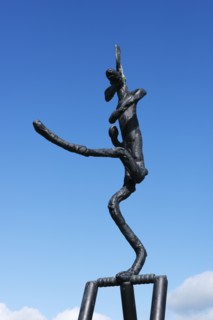 The Cricketer', sculpture by Barry Flanagan, Jesus College, Cambridge, Cambridgeshire, 2015
