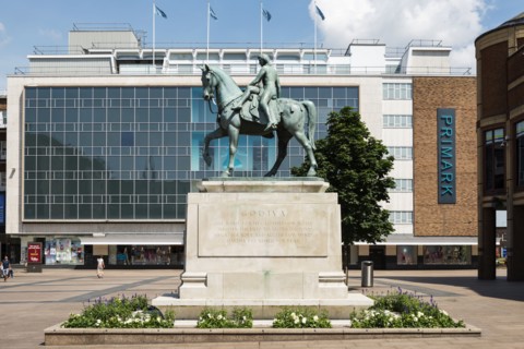 Lady Godiva statue, Broadgate, Coventry, West Midlands, 2014