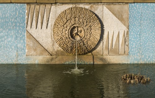 Relief/mosaic by William Mitchell, the Water Gardens, Harlow, Essex, 2015