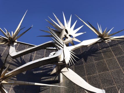 'Man of Fire', sculpture by David Wynne, Hanley, Stoke-on-Trent, Staffordshire, 2015 Artist