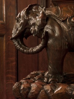 Carved elephant in the entrance hall, Cutlers' Hall, Warwick Lane, City of London, 2011