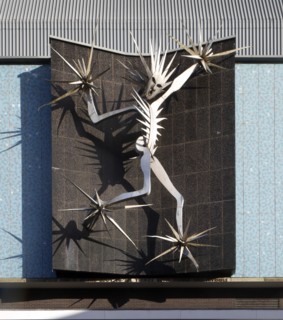'Man of Fire', sculpture by David Wynne, Hanley, Stoke-on-Trent, Staffordshire, 2015 Artist