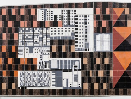 Tiled mural by Gordon Cullen, Coventry, West Midlands, 2014