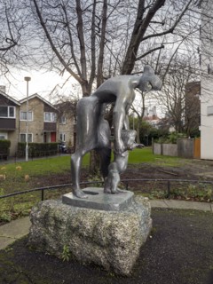The Lesson', sculpture by Franta Belsky, Bethnal Green, London, 2015