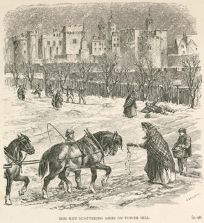 Miss Rist scattering ashes on Tower Hill', London, c1840