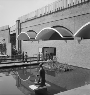 Entrance to the 'Downstream' section, Festival of Britain site, South Bank, Lambeth, London, 1951