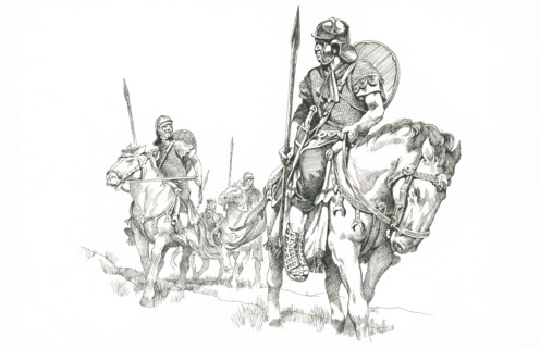 Roman soldiers on patrol near Hadrian's Wall, c1985-c2000