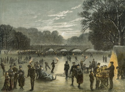 Skating on the Serpentine in Hyde Park, London, c1850