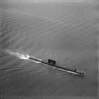 Royal Navy submarine HMS 'Grampus' off Portsmouth, Hampshire, 1962