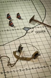 Detail of coastal artillery operations table, Secret Wartime Tunnels, Dover Castle, Kent, 2011
