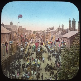 Parade commemorating Queen Victoria's Diamond Jubilee, Ock Street, Abingdon, Oxfordshire, 1897