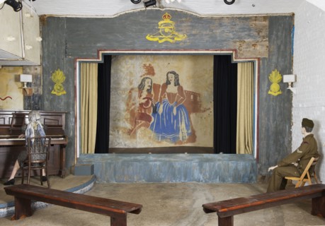Interior of the Garrison Theatre in the west wing, Hurst Castle, Hampshire, 2012
