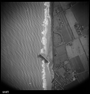 RFA tanker Olcades, beached following a high spring tide and massive gales, Walcot, Norfolk, 1953