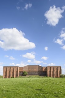 Rifle range target wall at Burton Meadows, Meadow Road, Burton-on-Trent, Staffordshire, 2017