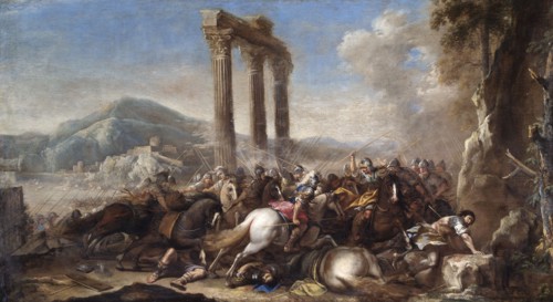 Battle Scene with Classical Colonnade', 17th century