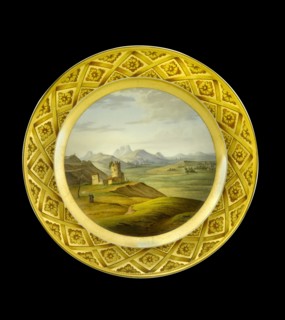 Dessert plate depicting the Lines of Torres Vedras, Portugal, 1810s