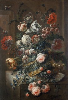 Flower Piece with Variegated Tulips', 1721