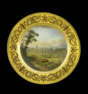 Dessert plate depicting the battlefield of Vitoria, Spain, 1810s