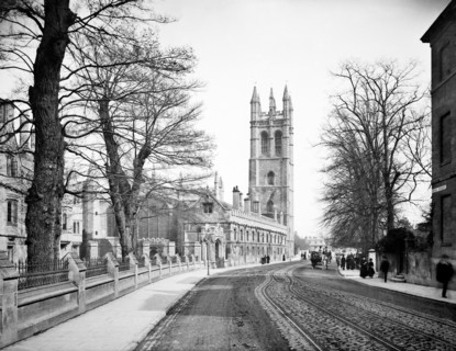 Bell tower of Magdalen College, Oxford, Oxfordshire, 1885