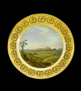 Dessert plate depicting the battlefield of Salamanca, Spain, 1810s
