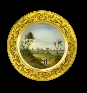 Dessert plate depicting the Battlefield of Badajoz, Spain, 1810s