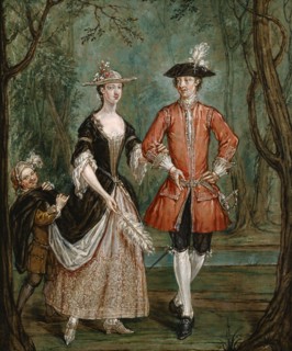 Lady and Gentleman with a Page', c1750-c1755