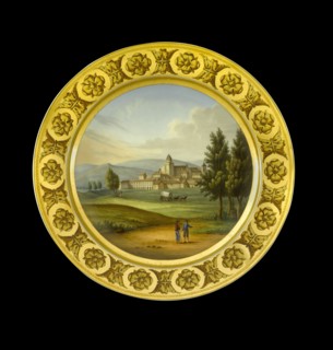 Dessert plate depicting the battlefield of Vitoria, Spain, 1810s