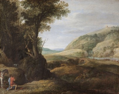 'Landscape with St Hubert and the Stag', late 16th or early 17th century. Creator: Paul Brill.