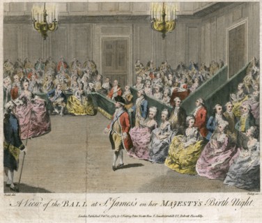 A view of the Ball at St James's on her Majesty's birth night', 1782