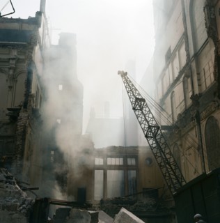 Demolition of a building, London, 1960s
