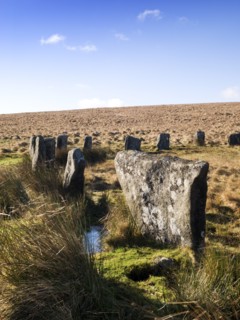 One of the two stone circles of Grey Wethers, Dartmoor, Devon, c1980-c2017