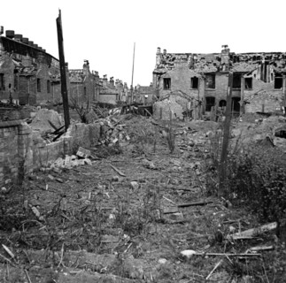 Wartime bomb damage, Long Acre, Nechells, Birmingham, West Midlands, World War II, 29 July 1942