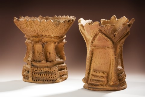 Roman thuribles from Coventina's Well, Chesters Roman Fort, Hadrian's Wall, Northumberland, 2008