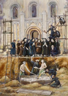 Exhumation of Arthur and Guinivere at Glastonbury Abbey, Somerset, 1193 (2010)